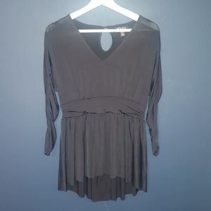 Silky black v-neck long sleeve top